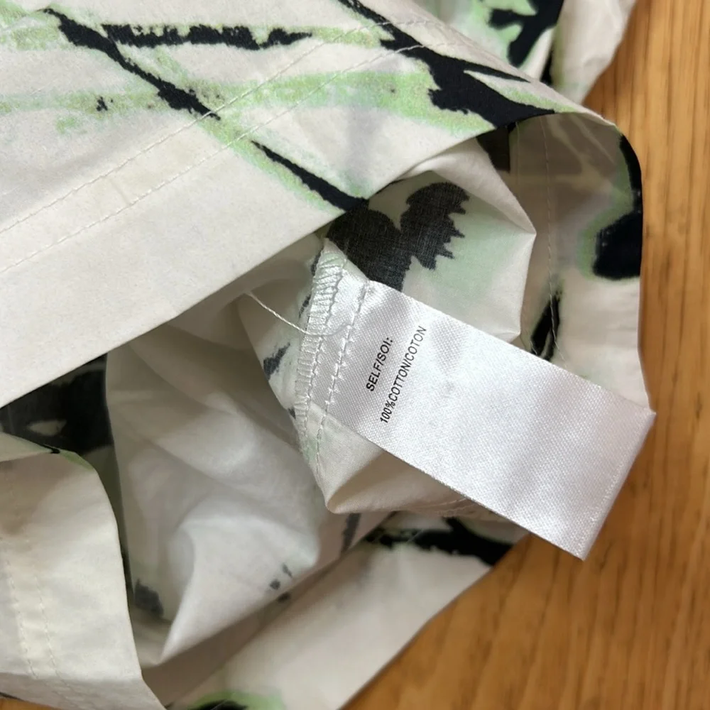Tanya Taylor Mini Stevie Romper XS Green & Black Flowers on White Cotton Elastic